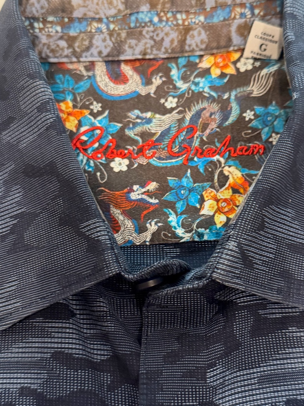 Robert Graham Men's Navy Camo Button-Down Shirt - Picture 3 of 5